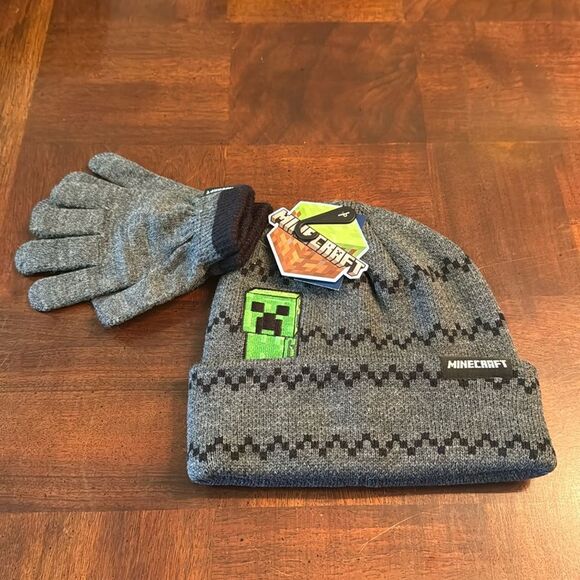 Minecraft Kids Youth Winter Hat Tuque with Gloves New - Picture 1 of 6
